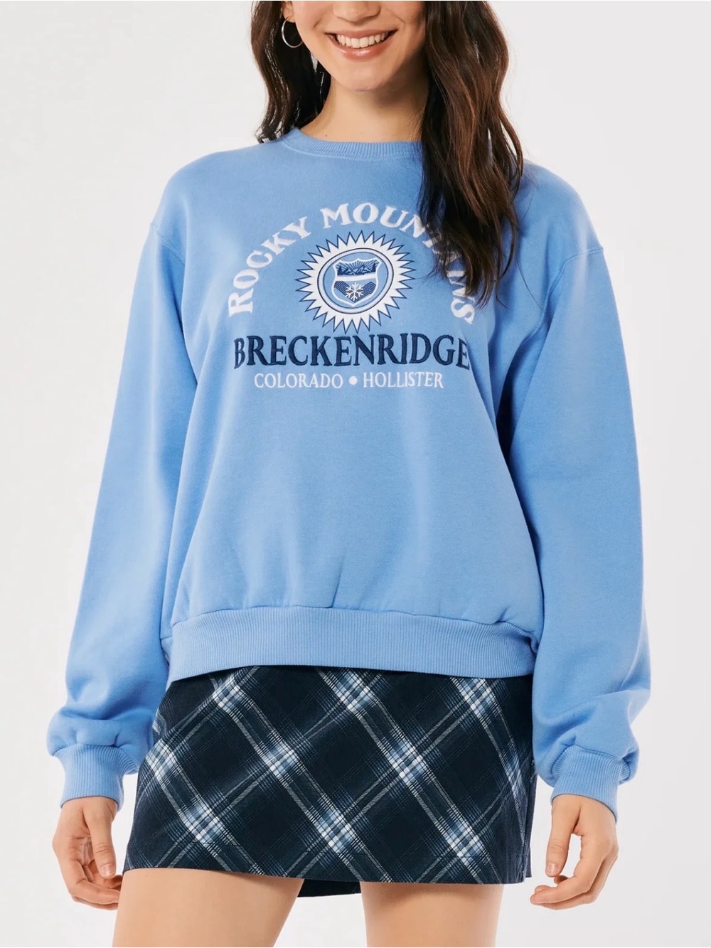 Hollister Breckenridge Rocky Mountains Blue Crewneck Sweatshirt Size Small